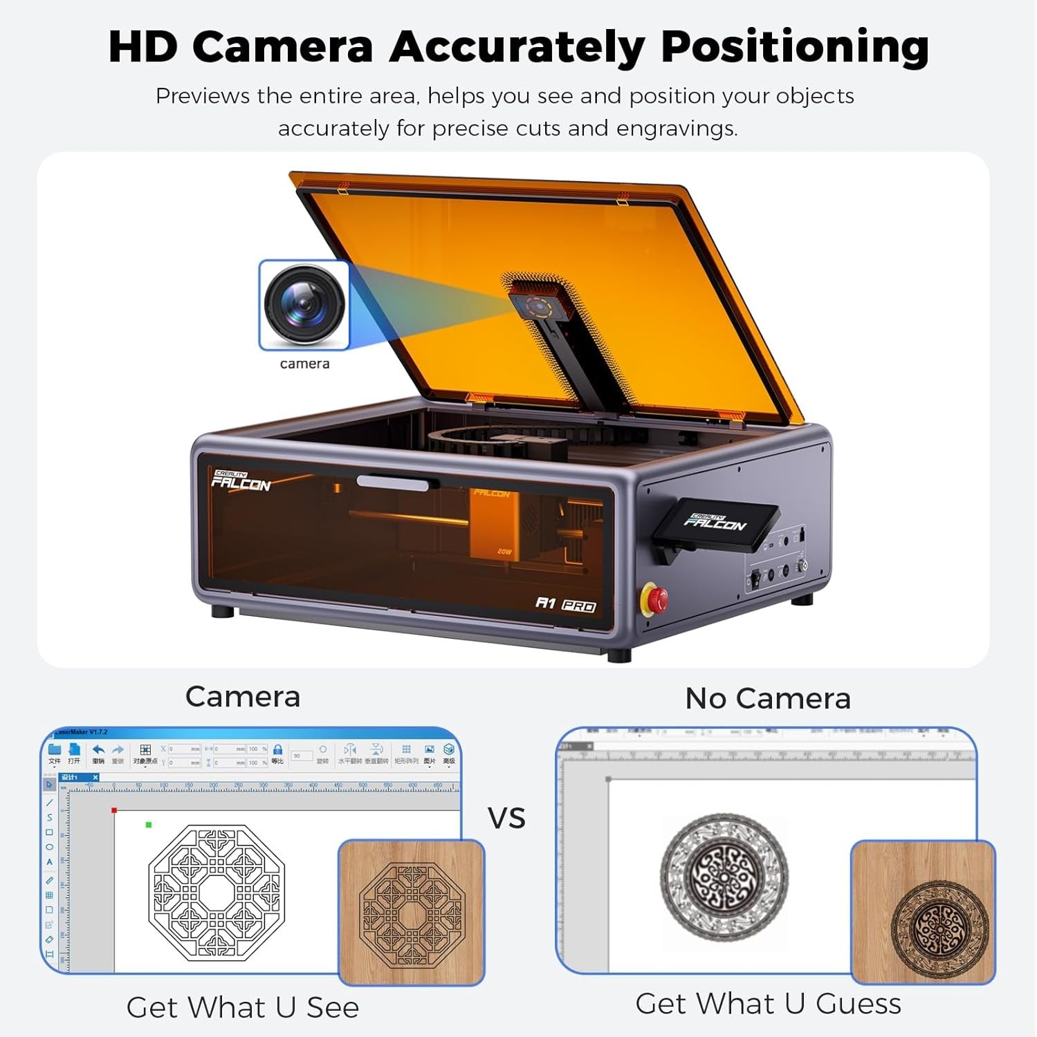 Creality Falcon A1 Pro 20W Laser Engraver with 2W IR Laser Module & Air Purifier
