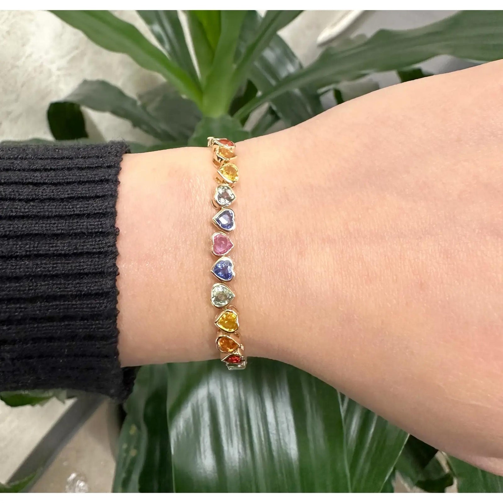 Rainbow Sapphire Heart Tennis Bracelet - A Dazzling Touch of Color and Elegance - The misfit market