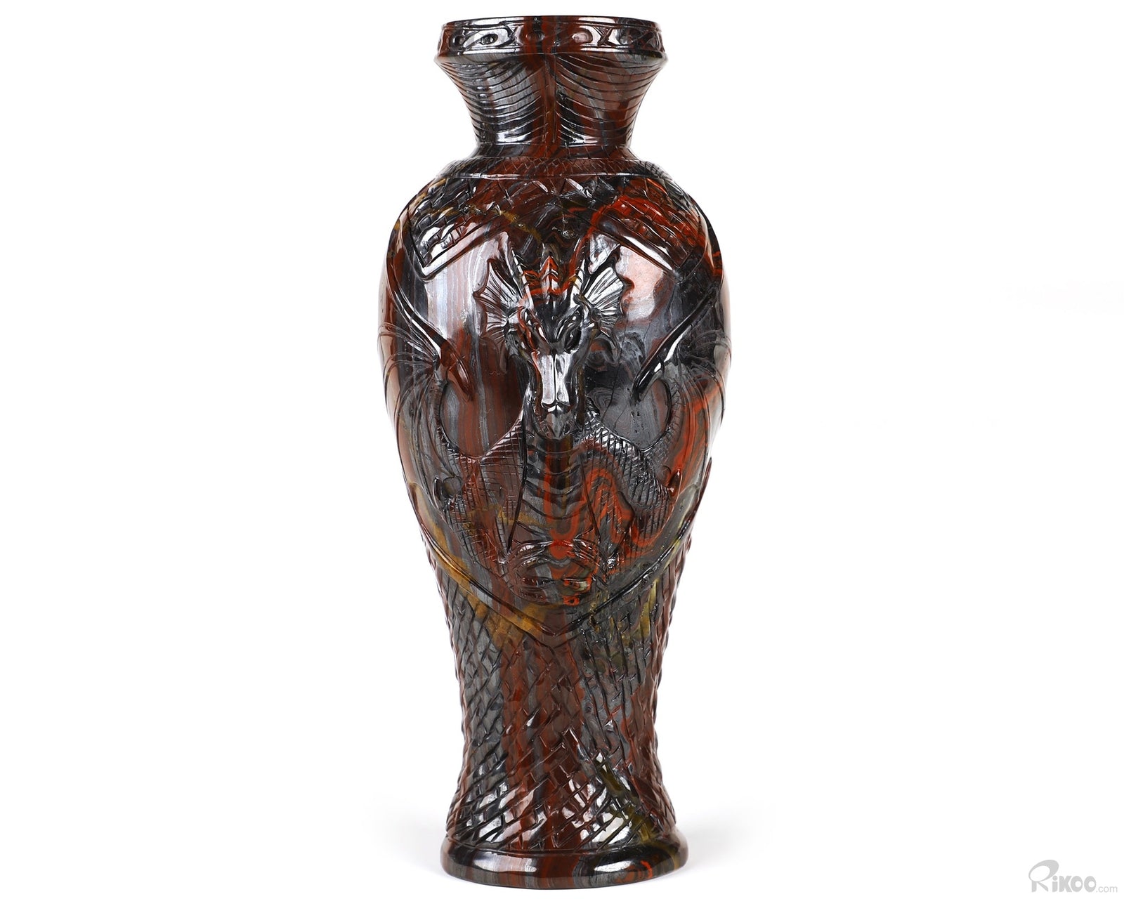 Tiger Eye Hand Carved Crystal Vase