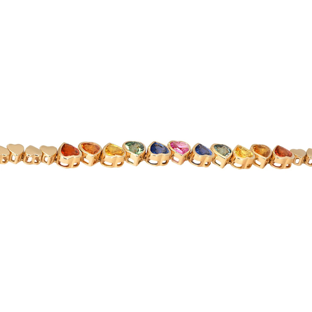 Rainbow Sapphire Heart Tennis Bracelet - A Dazzling Touch of Color and Elegance - The misfit market