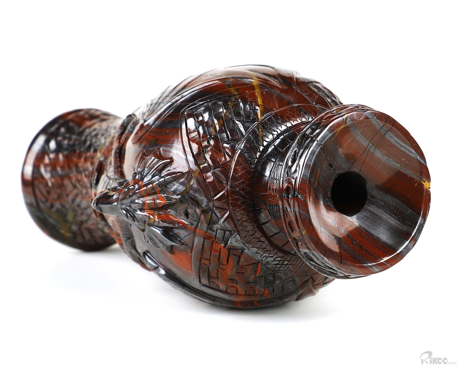 Tiger Eye Hand Carved Crystal Vase