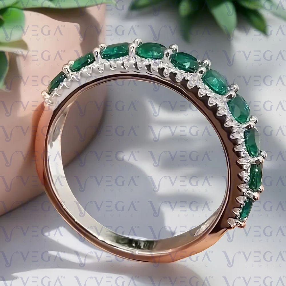 5.90Ct natural Emerald and Diamond Band .950 Platinum - The misfit market