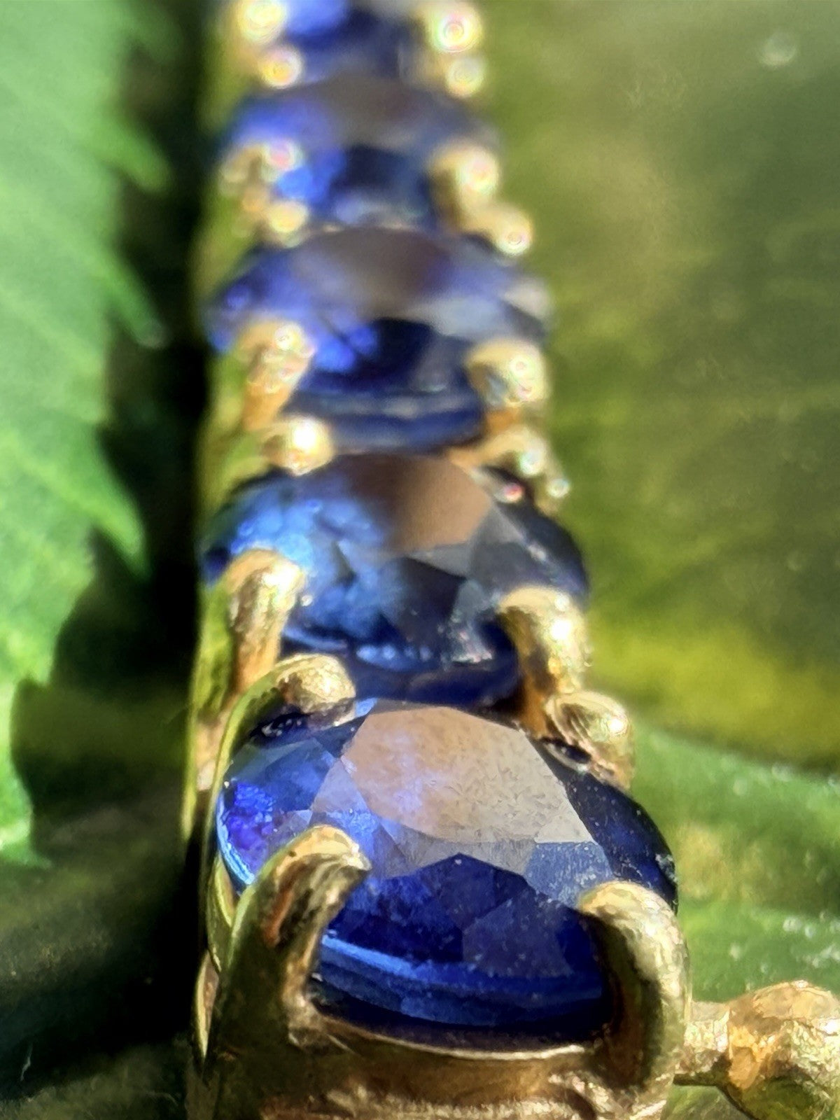 21.25ct Natural Blue Sapphire Tennis Bracelet 14K Yel Gold 25 Oval Stones 7.25” - The misfit market