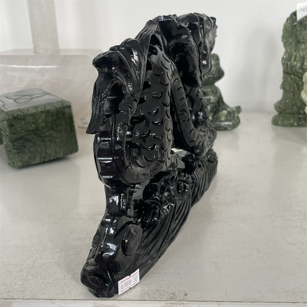 Black Obsidian Dragon Carving