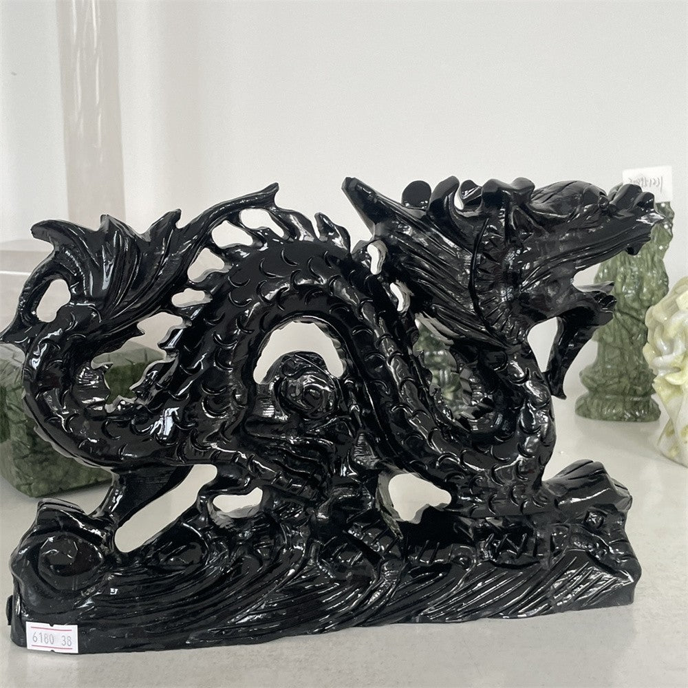 Black Obsidian Dragon Carving