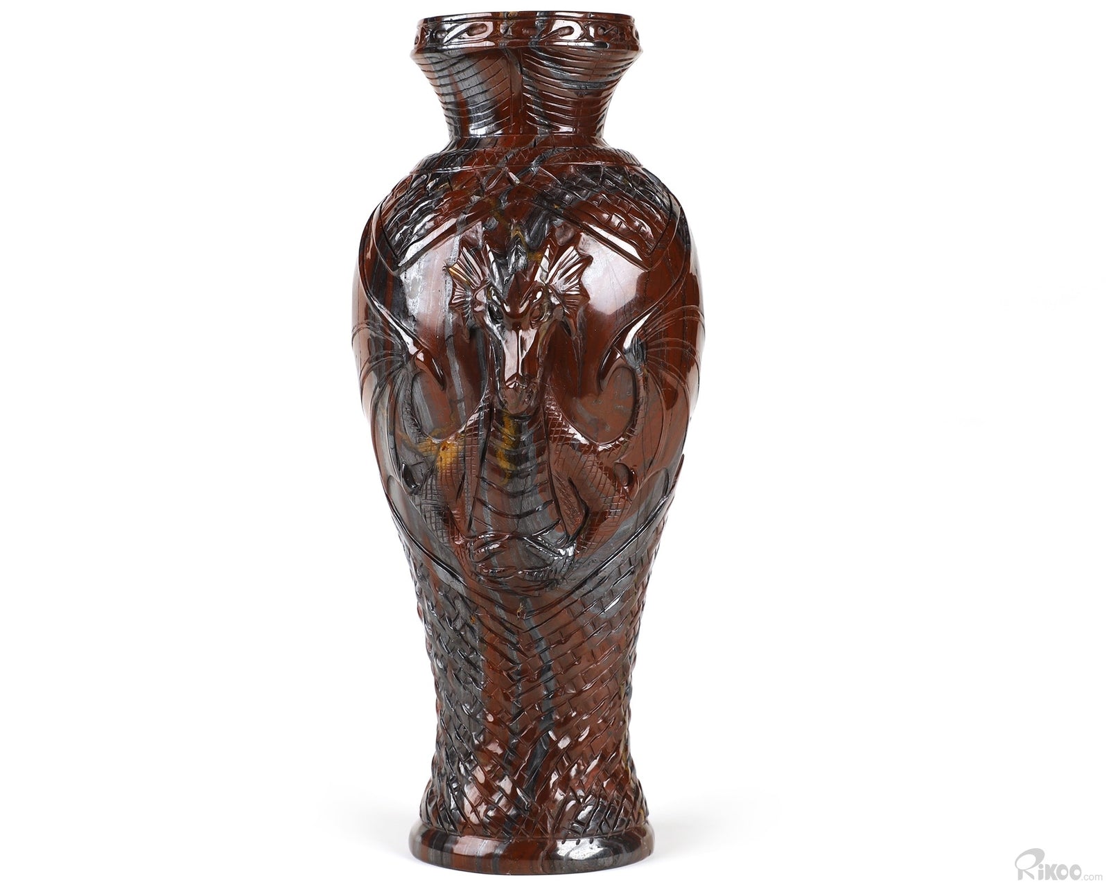 Tiger Eye Hand Carved Crystal Vase
