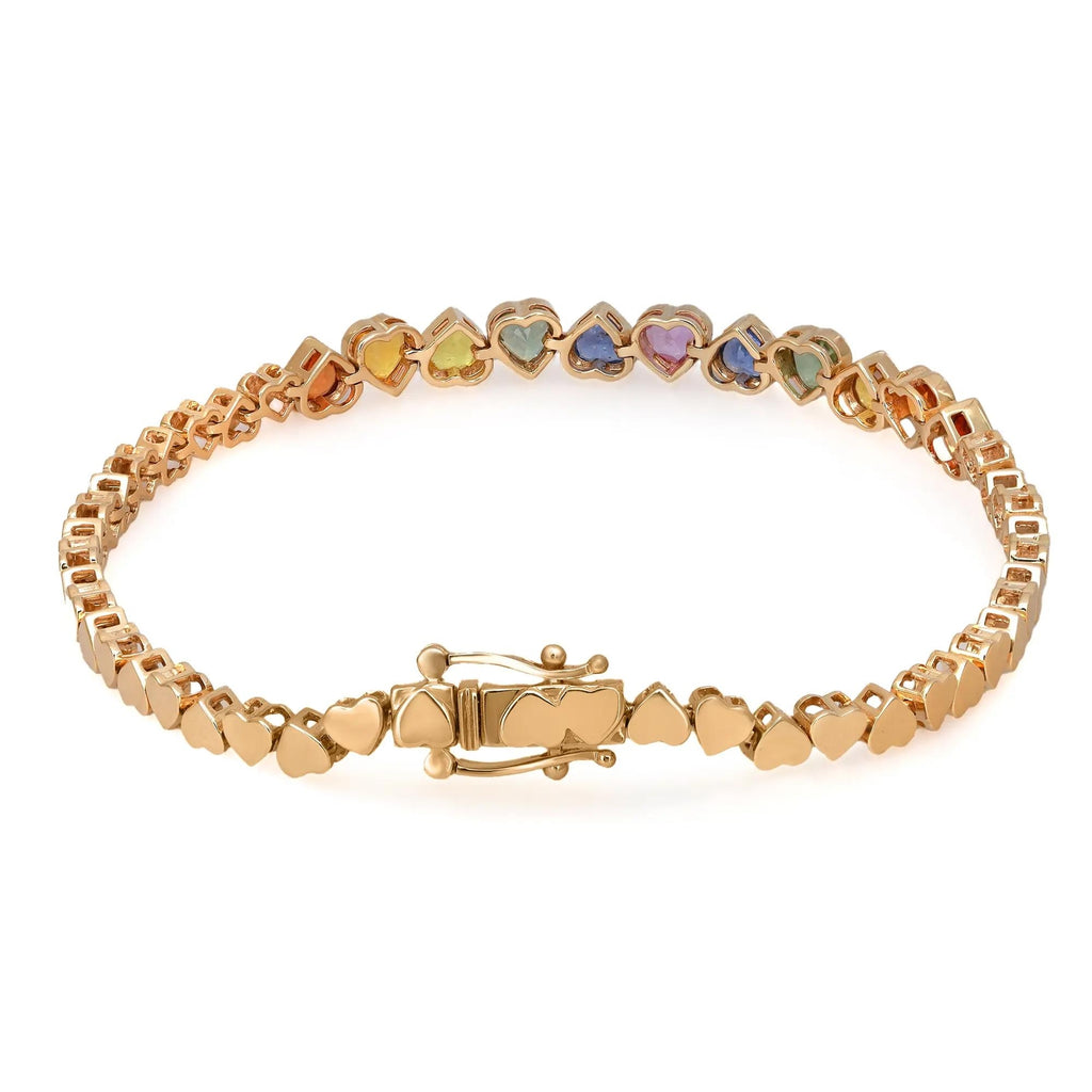 Rainbow Sapphire Heart Tennis Bracelet - A Dazzling Touch of Color and Elegance - The misfit market