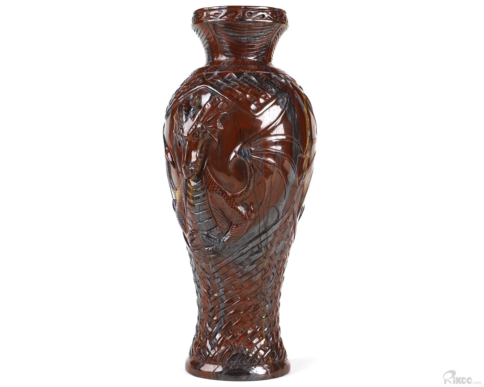 Tiger Eye Hand Carved Crystal Vase