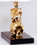 RARE Museum Quality Memento Mori Ormolu Gilt Bronze Skull Skeleton Desk Clock - The misfit market
