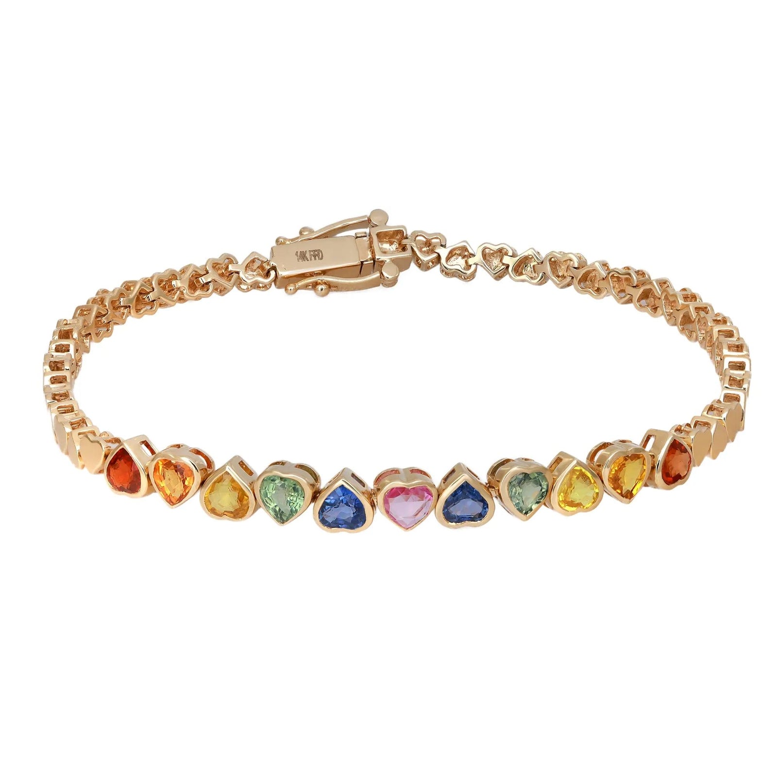 Rainbow Sapphire Heart Tennis Bracelet - A Dazzling Touch of Color and Elegance - The misfit market