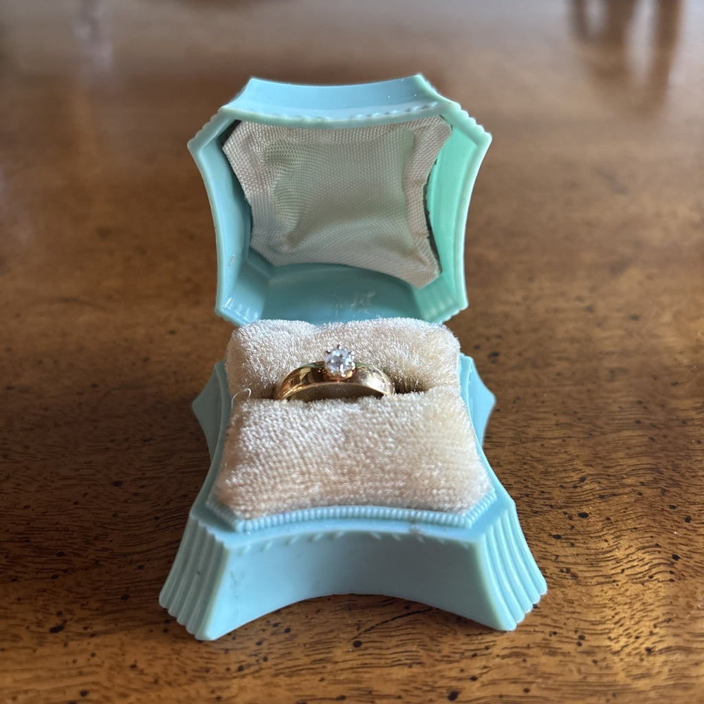 Antique 18K Yellow Gold Old European Cut Diamond Engagement Ring .25 Carat