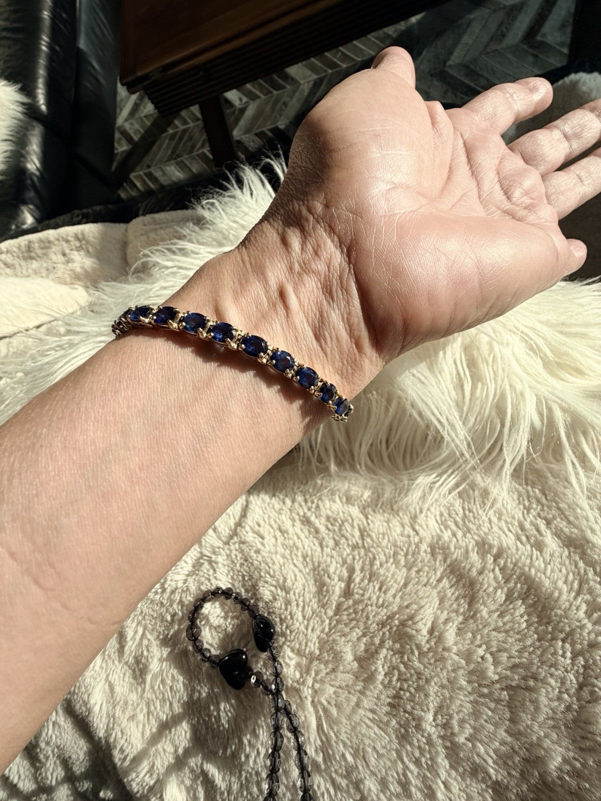 21.25ct Natural Blue Sapphire Tennis Bracelet 14K Yel Gold 25 Oval Stones 7.25” - The misfit market