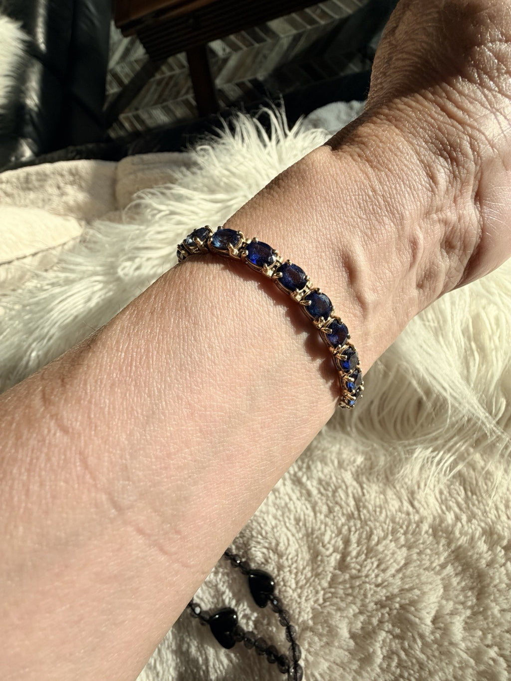 21.25ct Natural Blue Sapphire Tennis Bracelet 14K Yel Gold 25 Oval Stones 7.25” - The misfit market