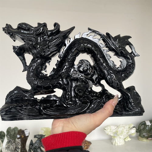 Black Obsidian Dragon Carving