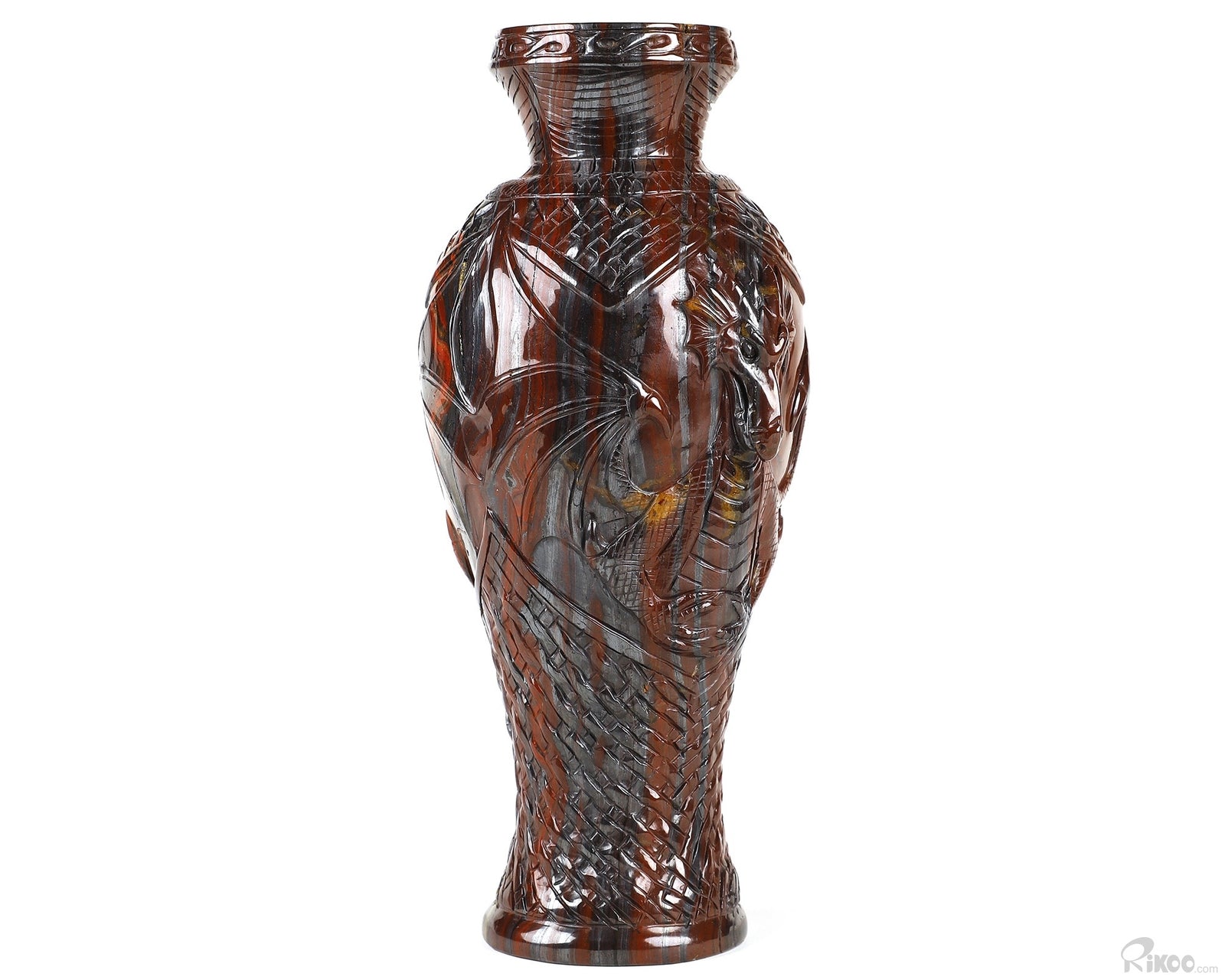 Tiger Eye Hand Carved Crystal Vase