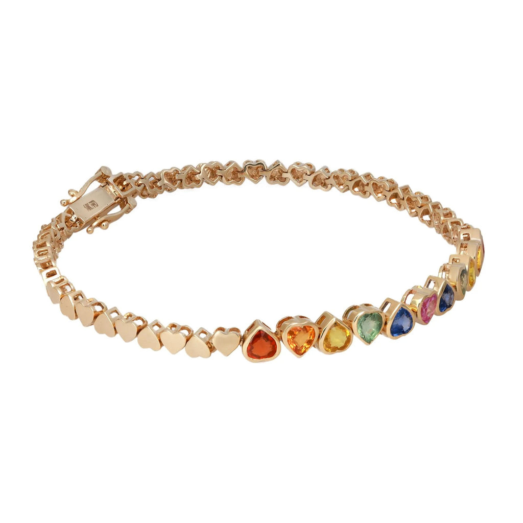 Rainbow Sapphire Heart Tennis Bracelet - A Dazzling Touch of Color and Elegance - The misfit market