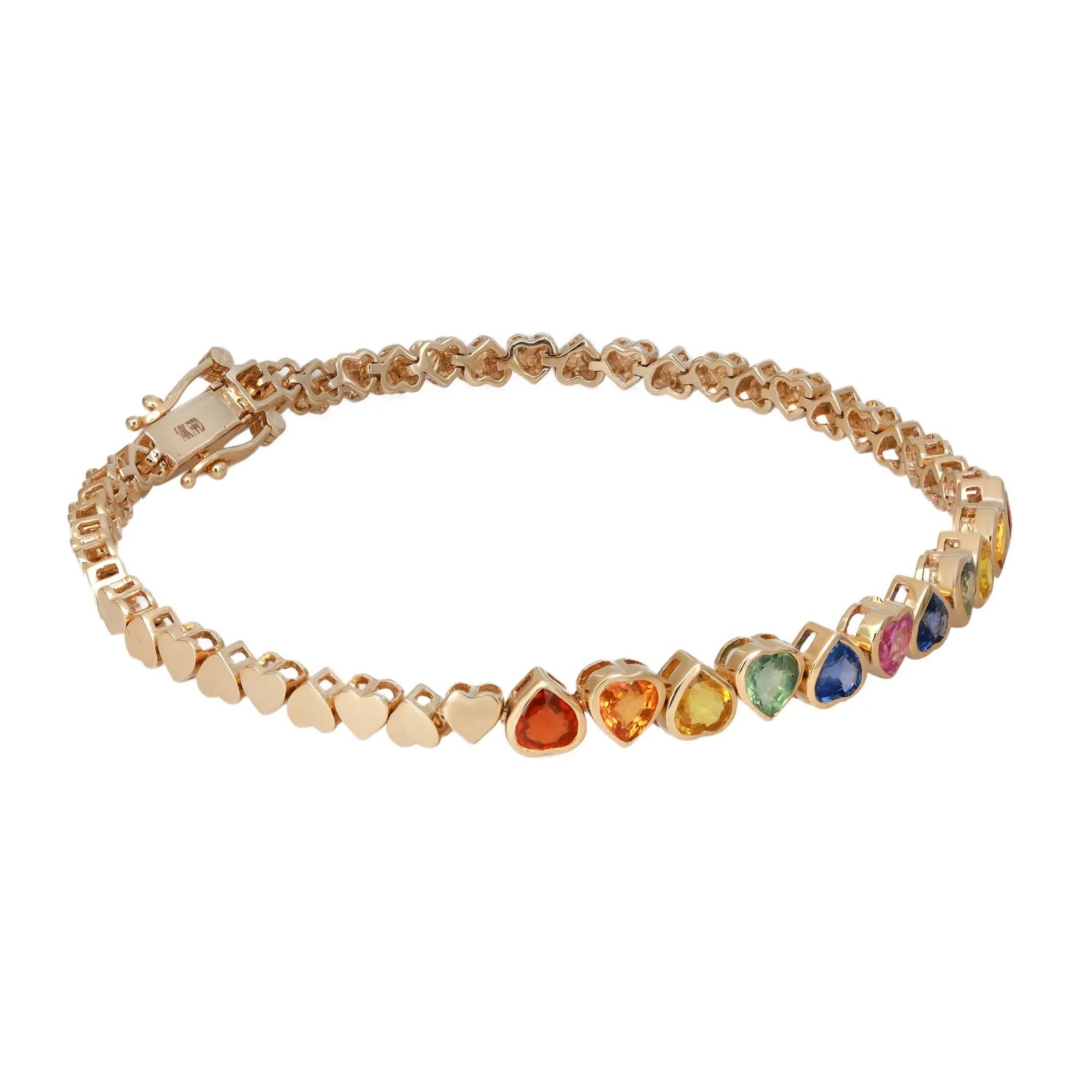 Rainbow Sapphire Heart Tennis Bracelet - A Dazzling Touch of Color and Elegance - The misfit market