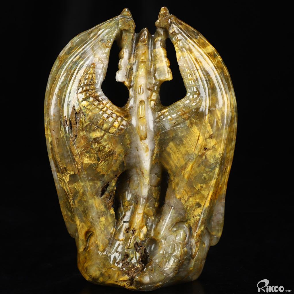 5.3" New Pietersite Hand Carved Crystal Dragon Sculpture, Crystal Healing