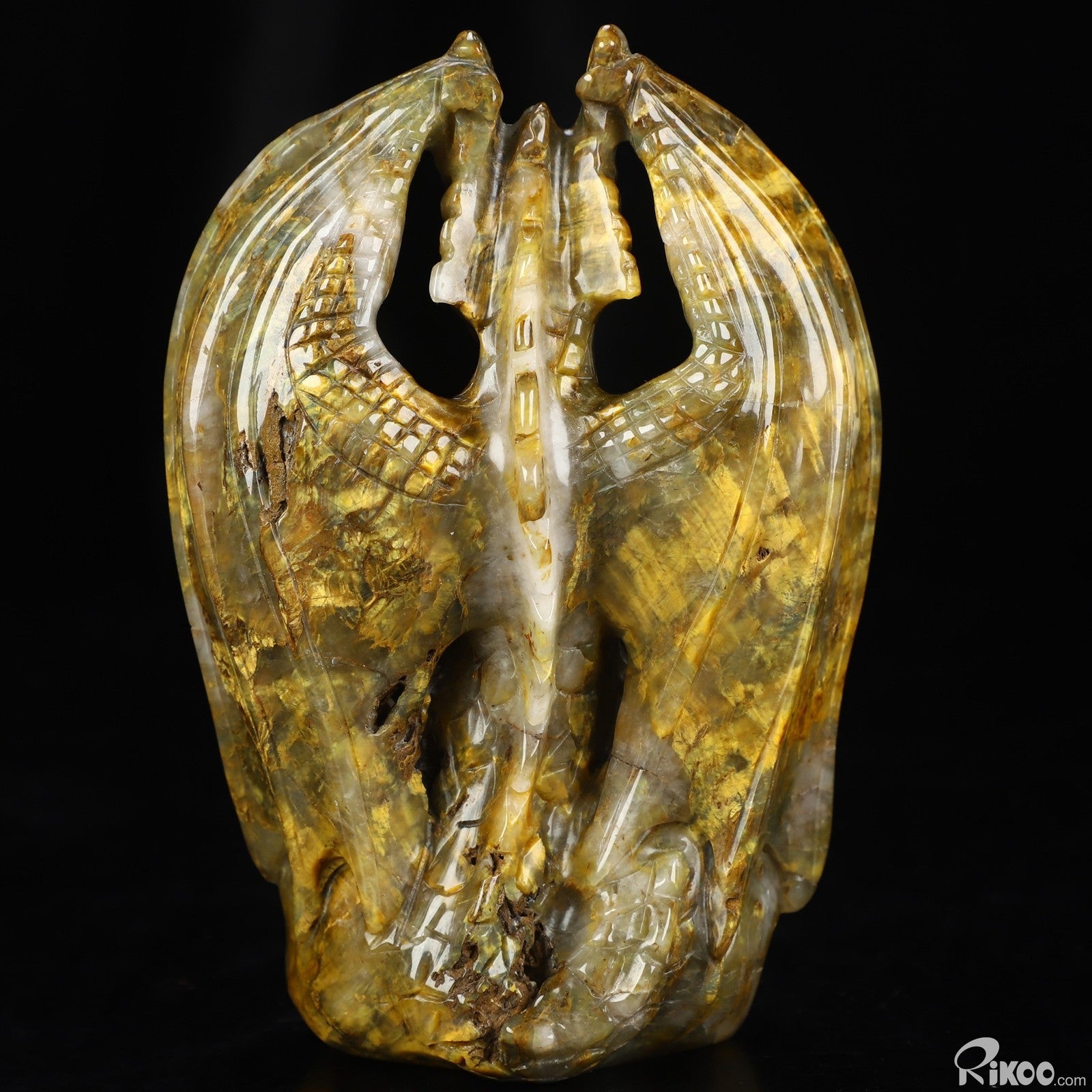 5.3" New Pietersite Hand Carved Crystal Dragon Sculpture, Crystal Healing