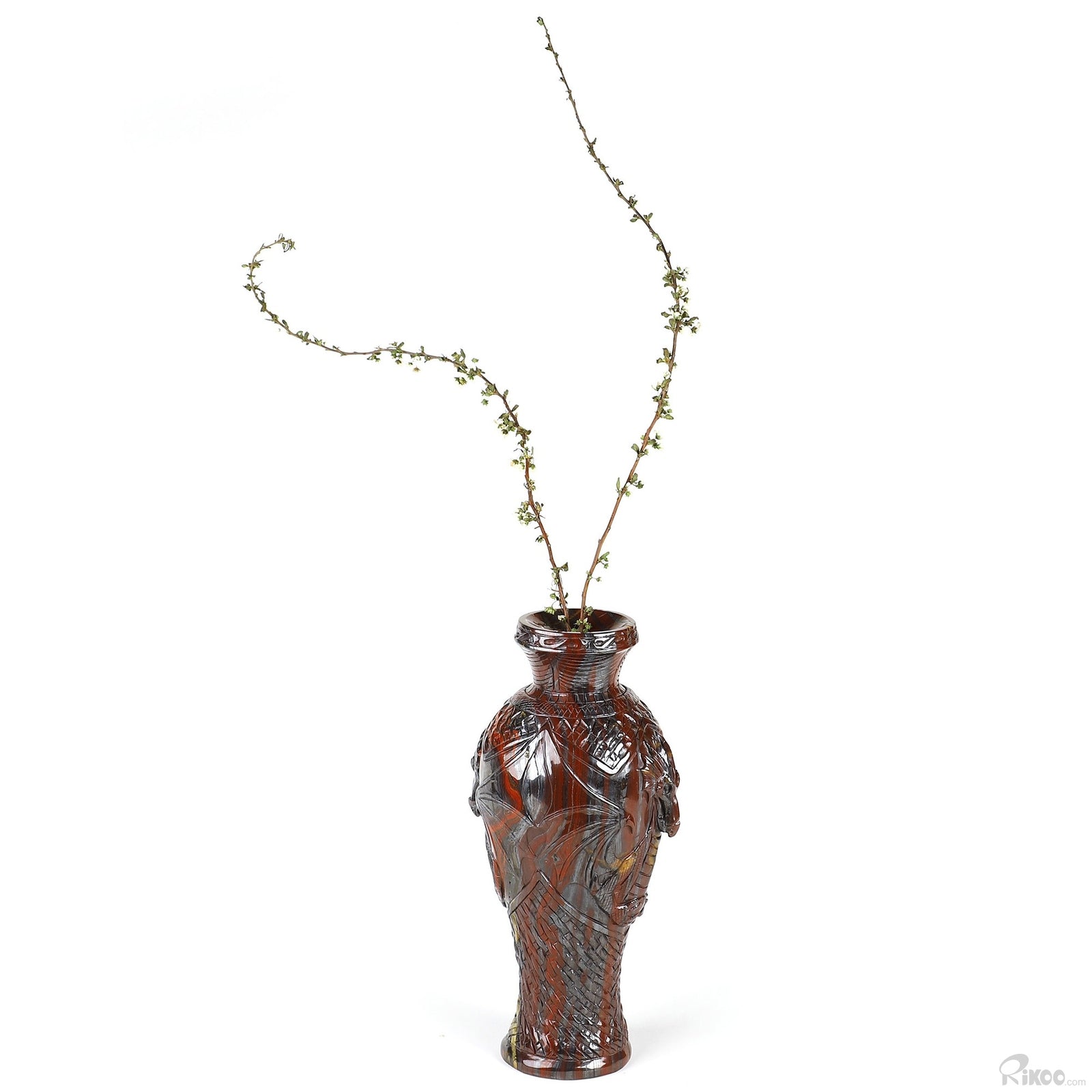 Tiger Eye Hand Carved Crystal Vase