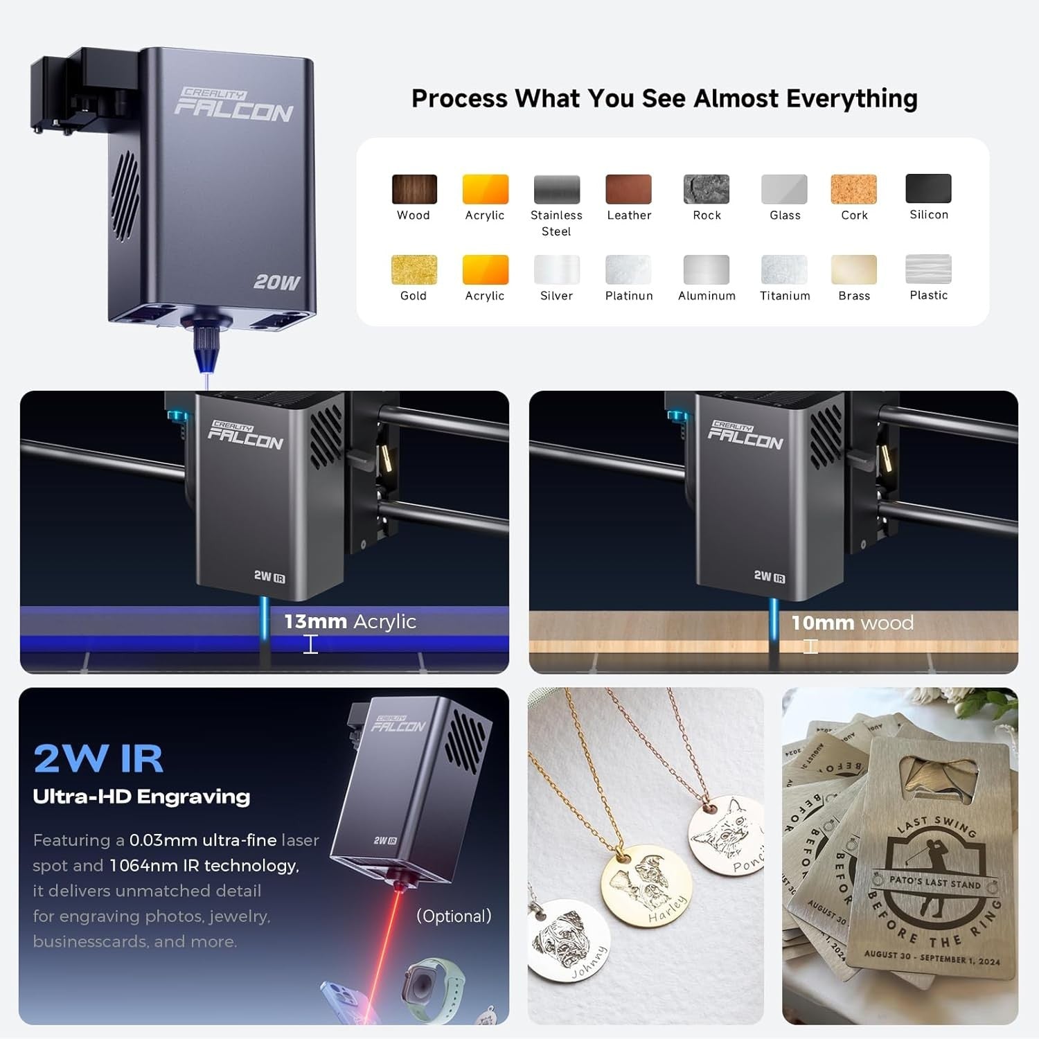 Creality Falcon A1 Pro 20W Laser Engraver with 2W IR Laser Module & Air Purifier