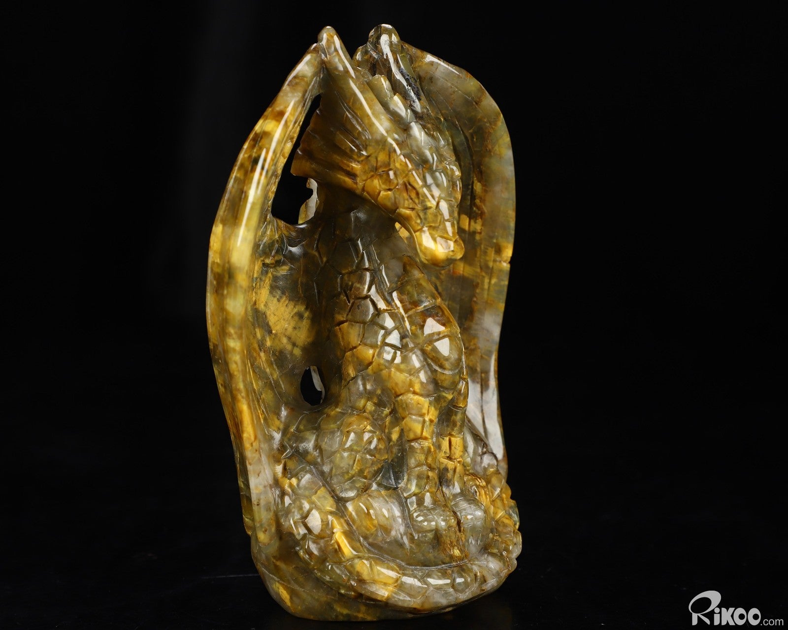 5.3" New Pietersite Hand Carved Crystal Dragon Sculpture, Crystal Healing