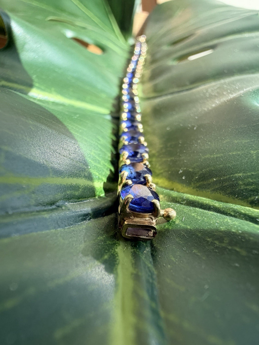 21.25ct Natural Blue Sapphire Tennis Bracelet 14K Yel Gold 25 Oval Stones 7.25” - The misfit market