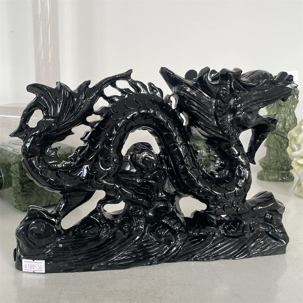 Black Obsidian Dragon Carving