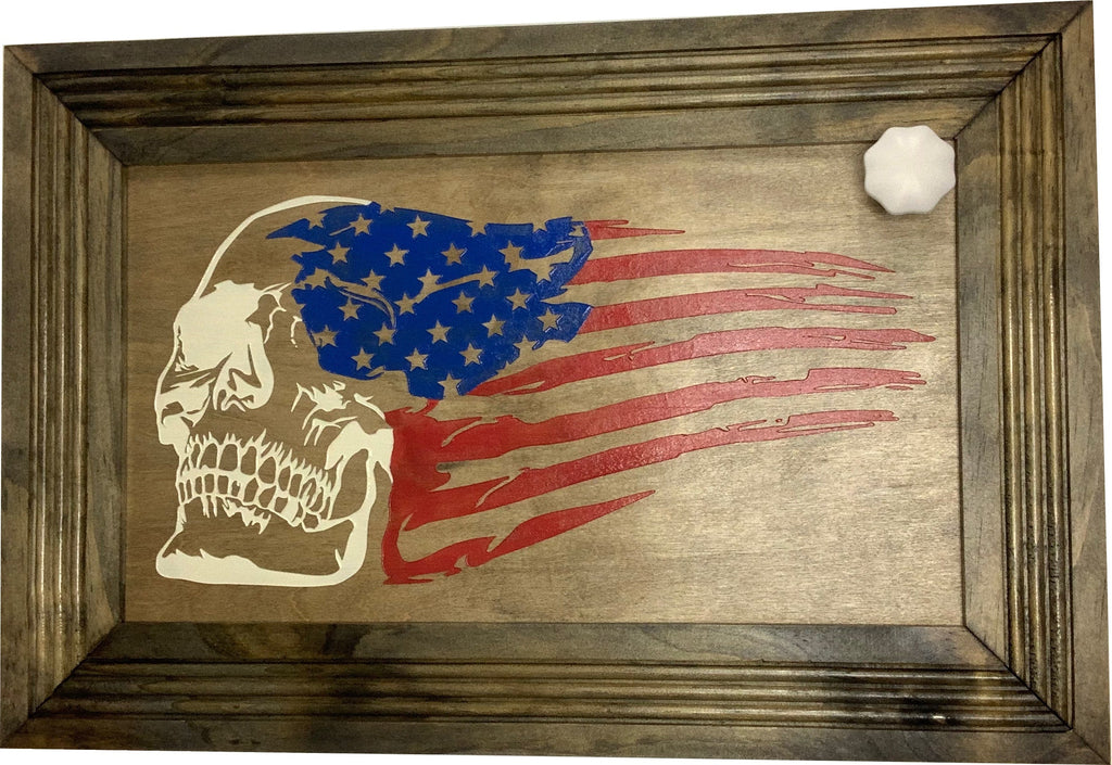 Decorative and Secure Gun Cabinet with Skull & American Flag Design - The misfit market