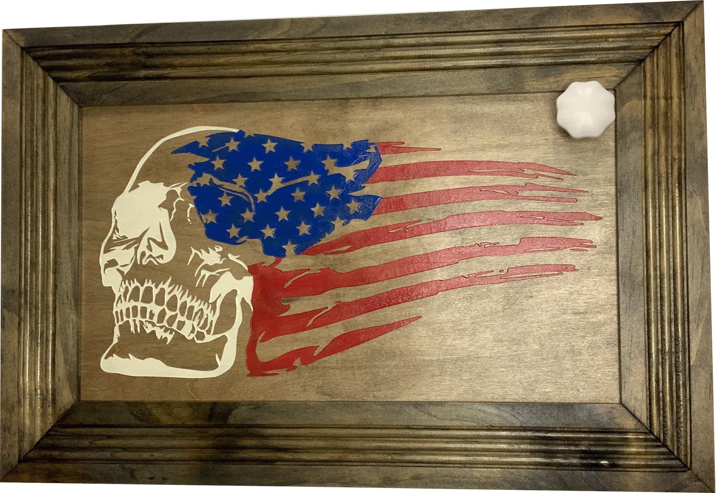 Decorative and Secure Gun Cabinet with Skull & American Flag Design - The misfit market