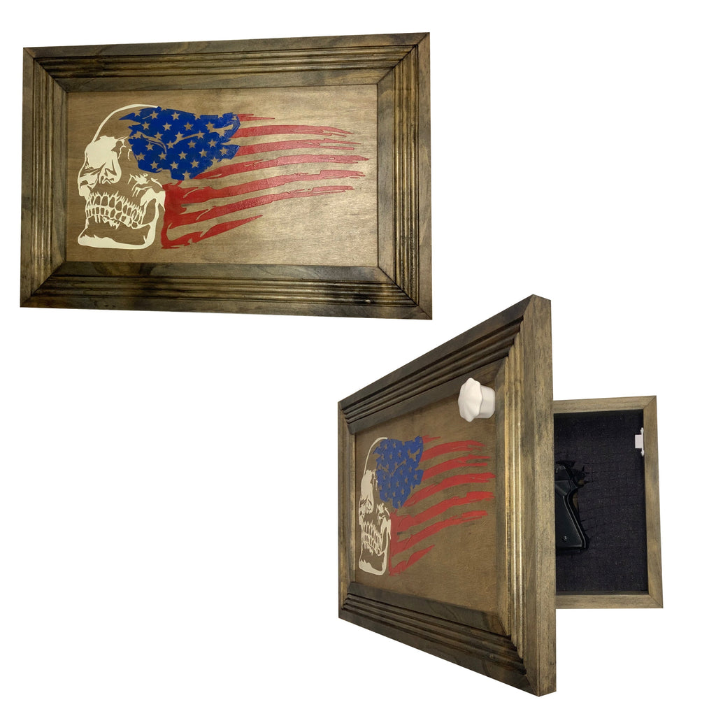 Decorative and Secure Gun Cabinet with Skull & American Flag Design - The misfit market