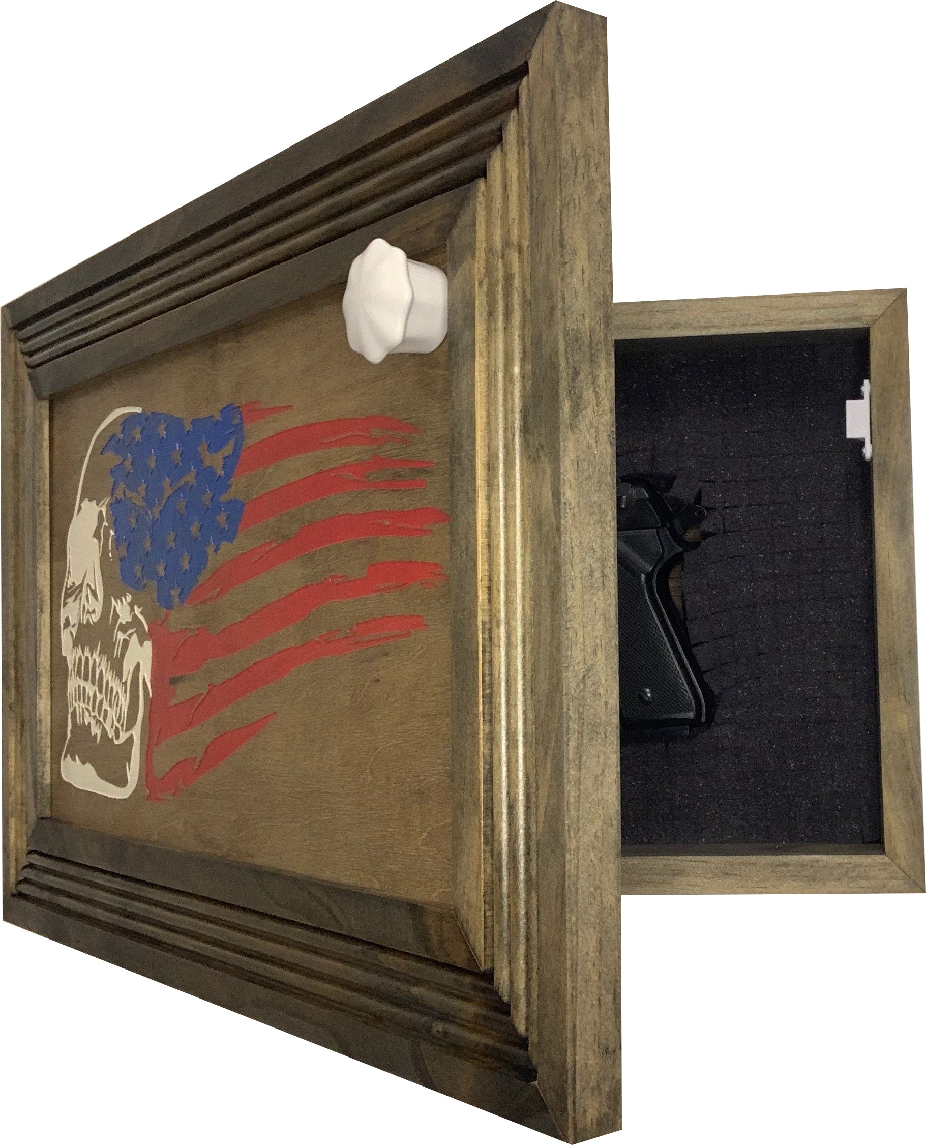 Decorative and Secure Gun Cabinet with Skull & American Flag Design - The misfit market