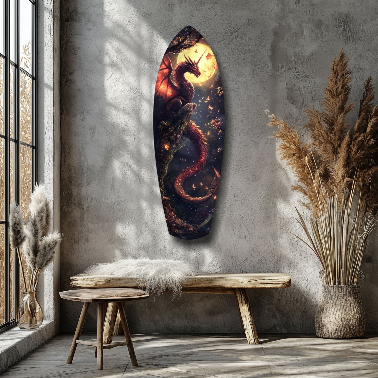 Moonlit Dragon Flight of the Night Glass Wall Art - The misfit market