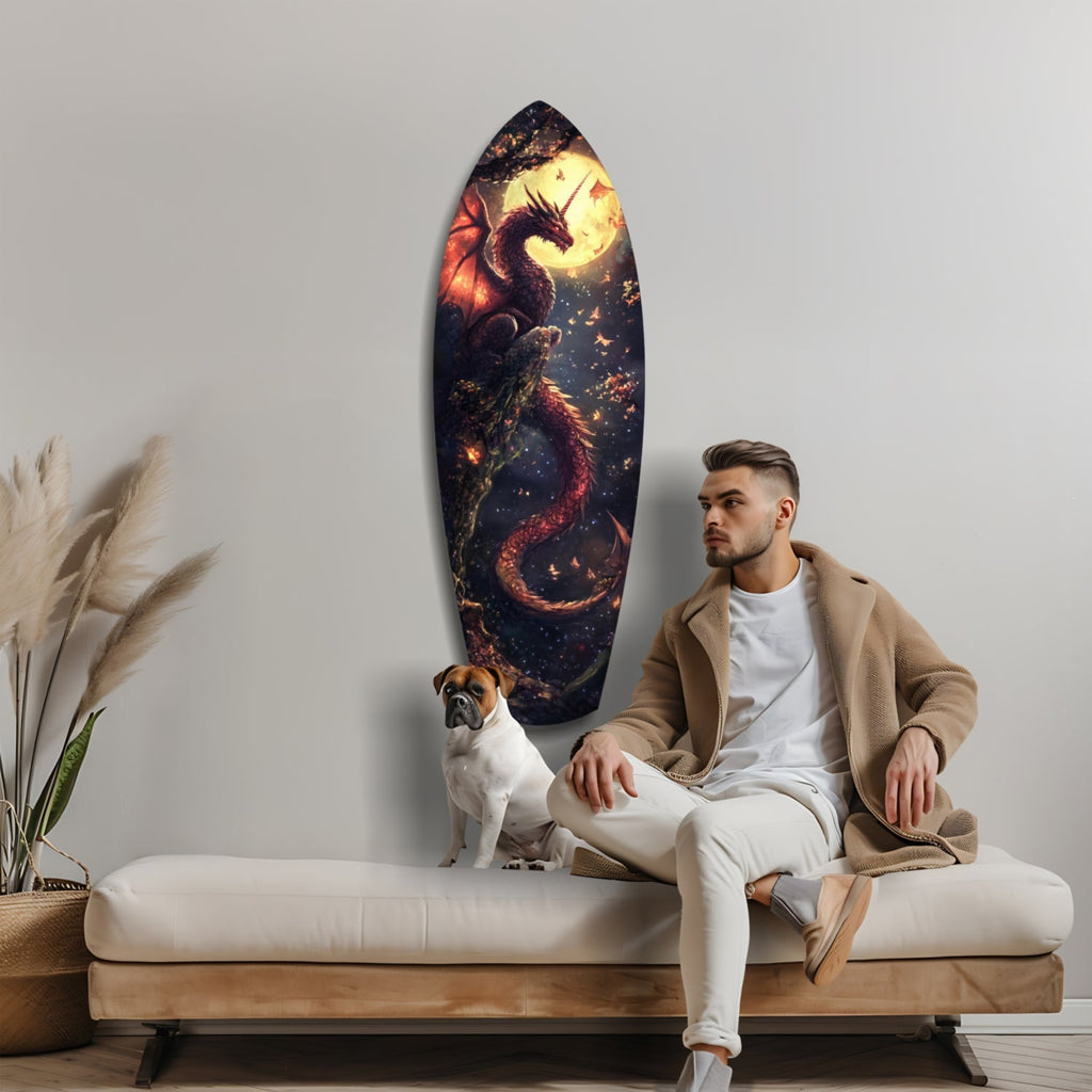 Moonlit Dragon Flight of the Night Glass Wall Art - The misfit market