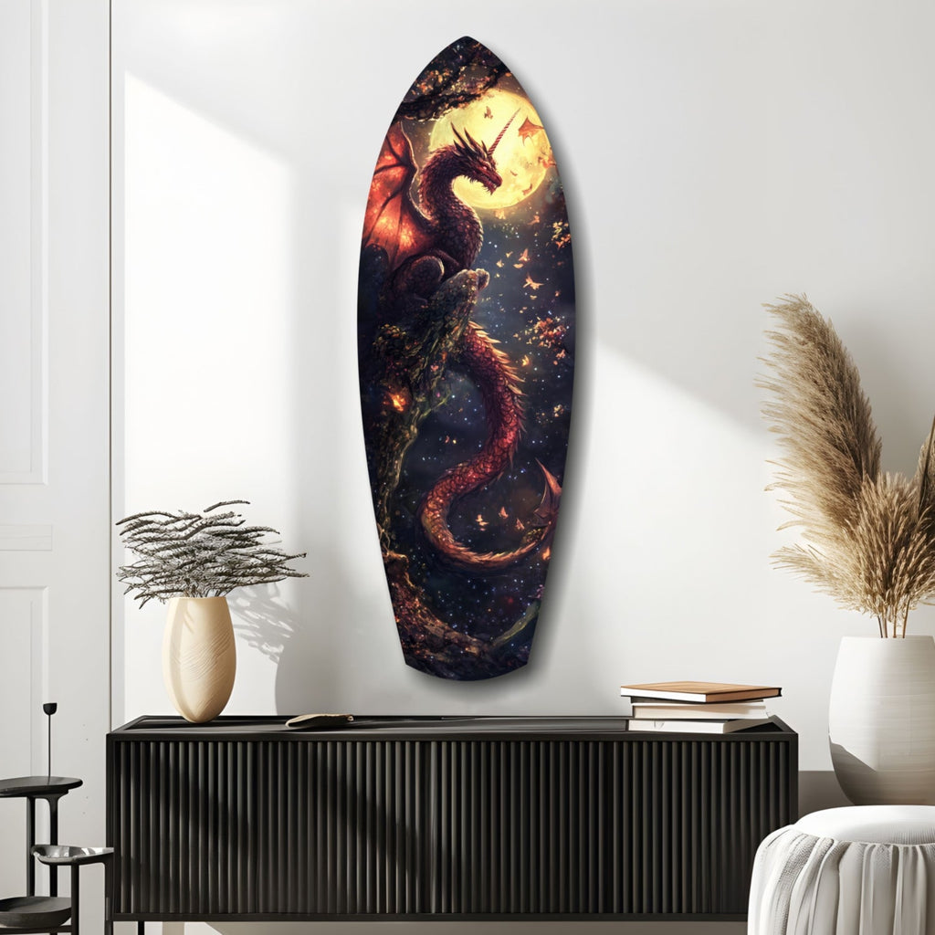 Moonlit Dragon Flight of the Night Glass Wall Art - The misfit market