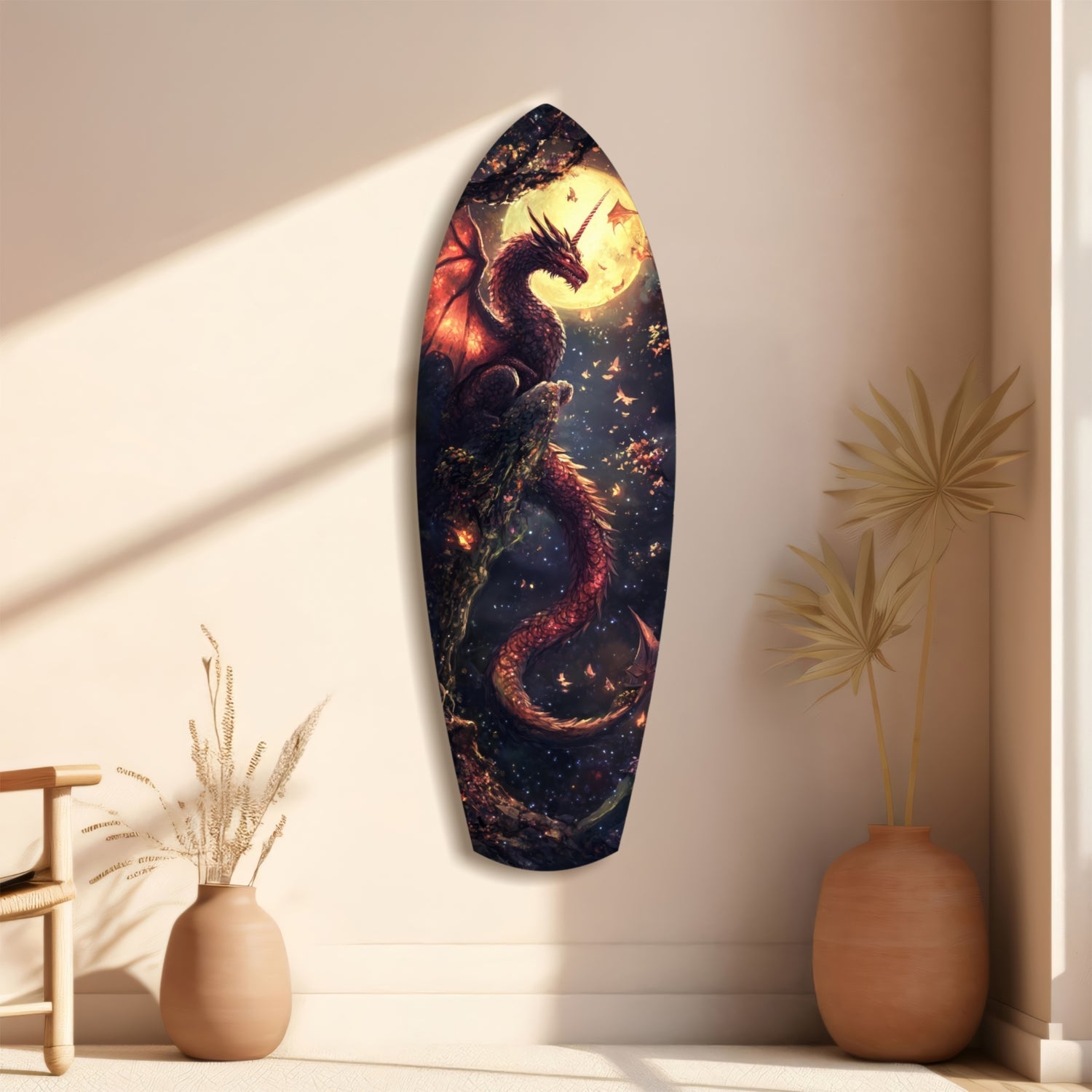 Moonlit Dragon Flight of the Night Glass Wall Art - The misfit market
