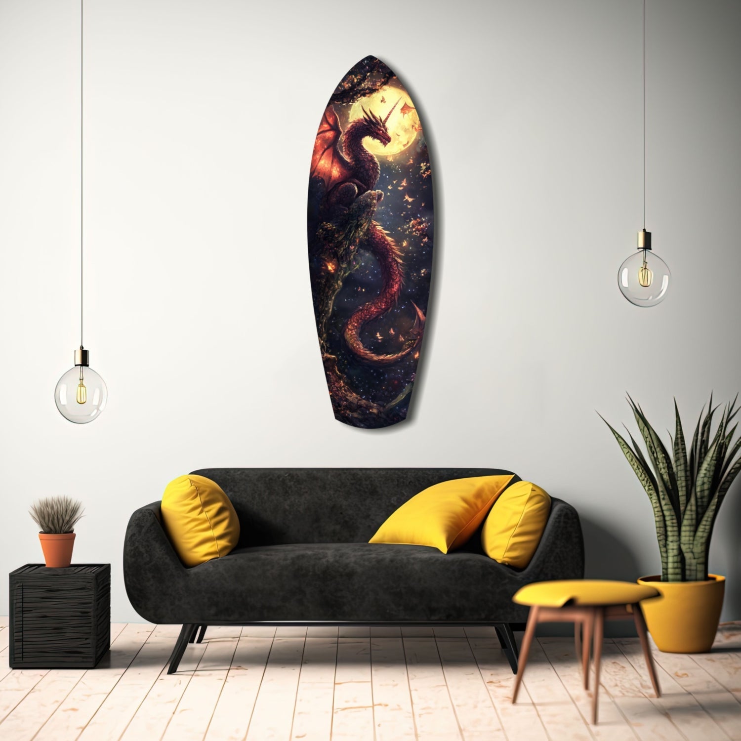 Moonlit Dragon Flight of the Night Glass Wall Art - The misfit market