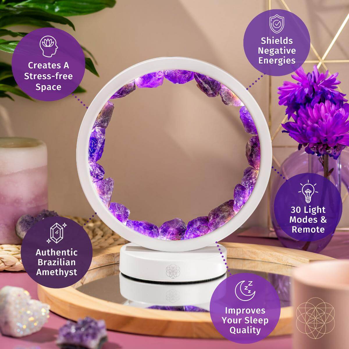 Stress Less, Sleep More – Amethyst Healing Lamp - The misfit market