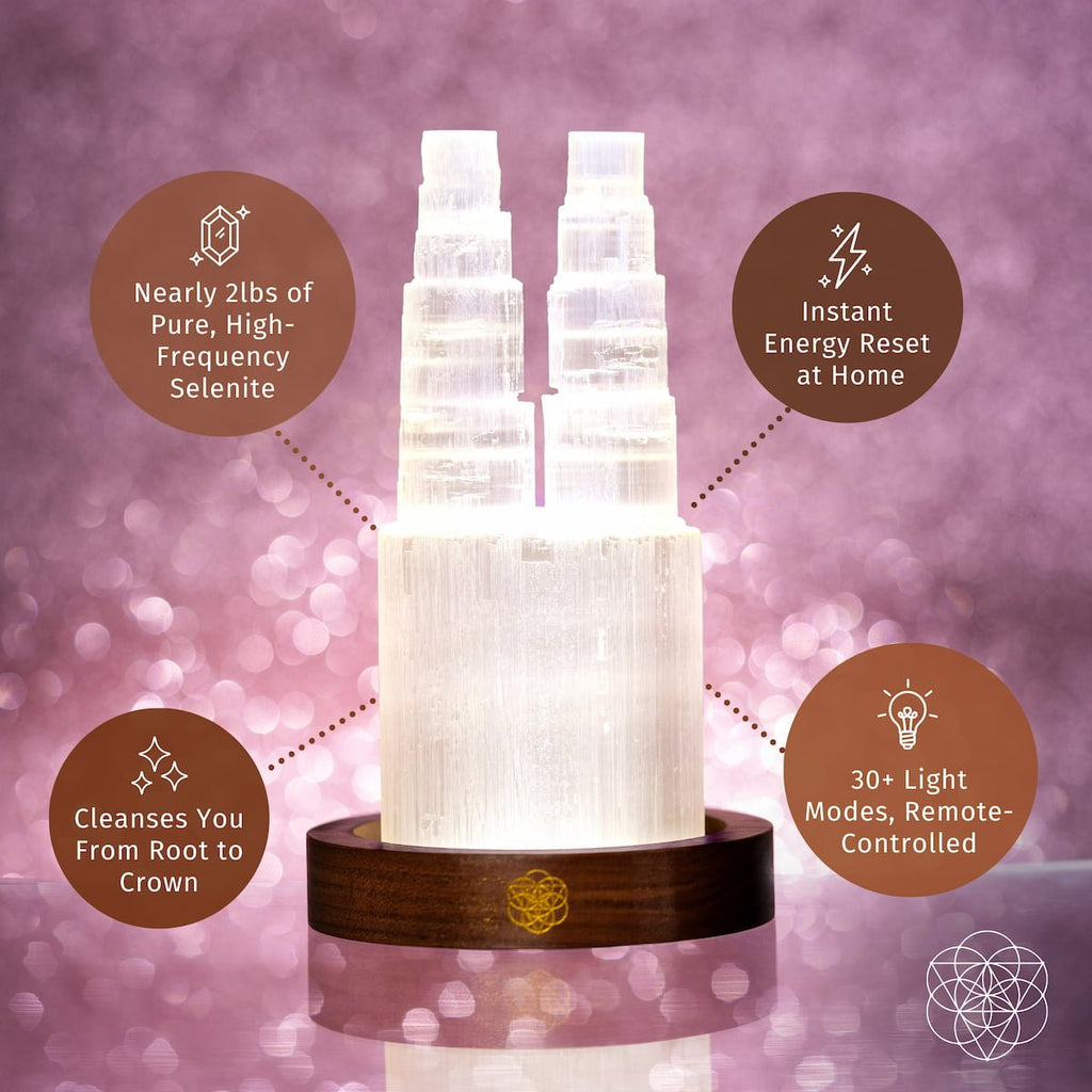 Two-Tower Selenite Lamp – Deep Energy Cleanse & Reset - The misfit market