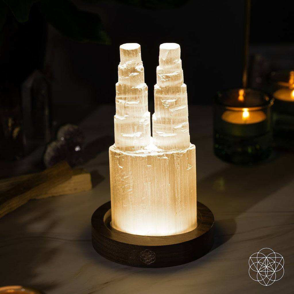 Two-Tower Selenite Lamp – Deep Energy Cleanse & Reset - The misfit market