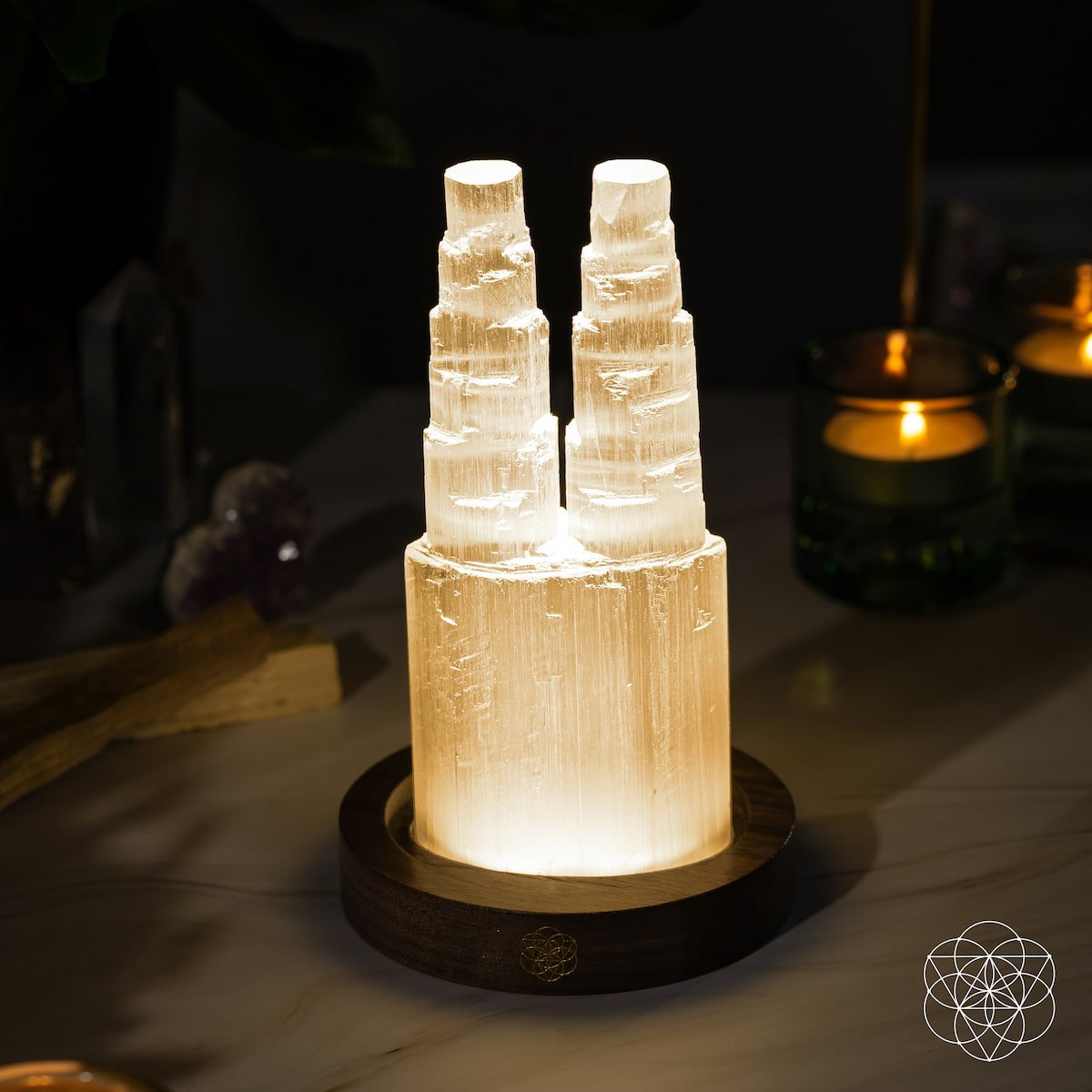 Two-Tower Selenite Lamp – Deep Energy Cleanse & Reset - The misfit market