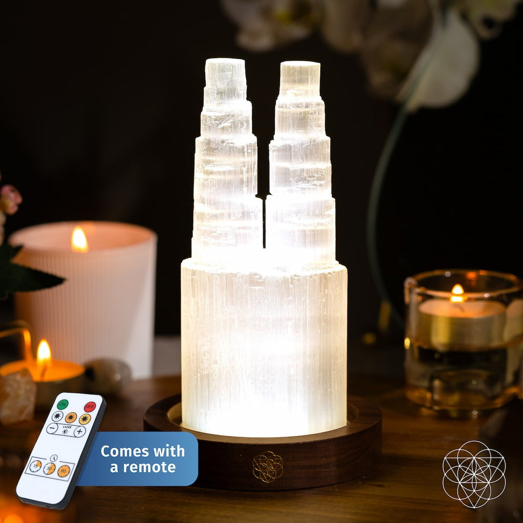 Two-Tower Selenite Lamp – Deep Energy Cleanse & Reset - The misfit market