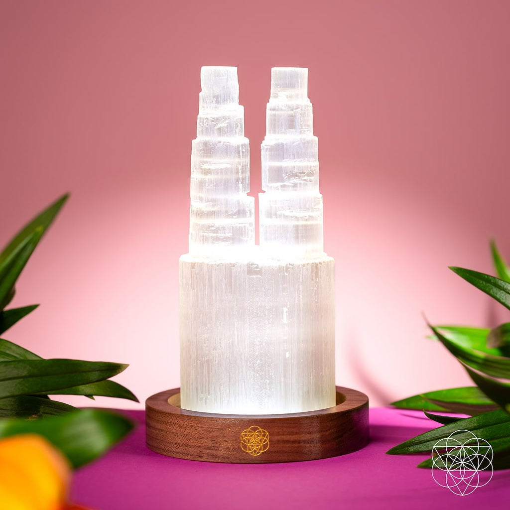 Two-Tower Selenite Lamp – Deep Energy Cleanse & Reset - The misfit market