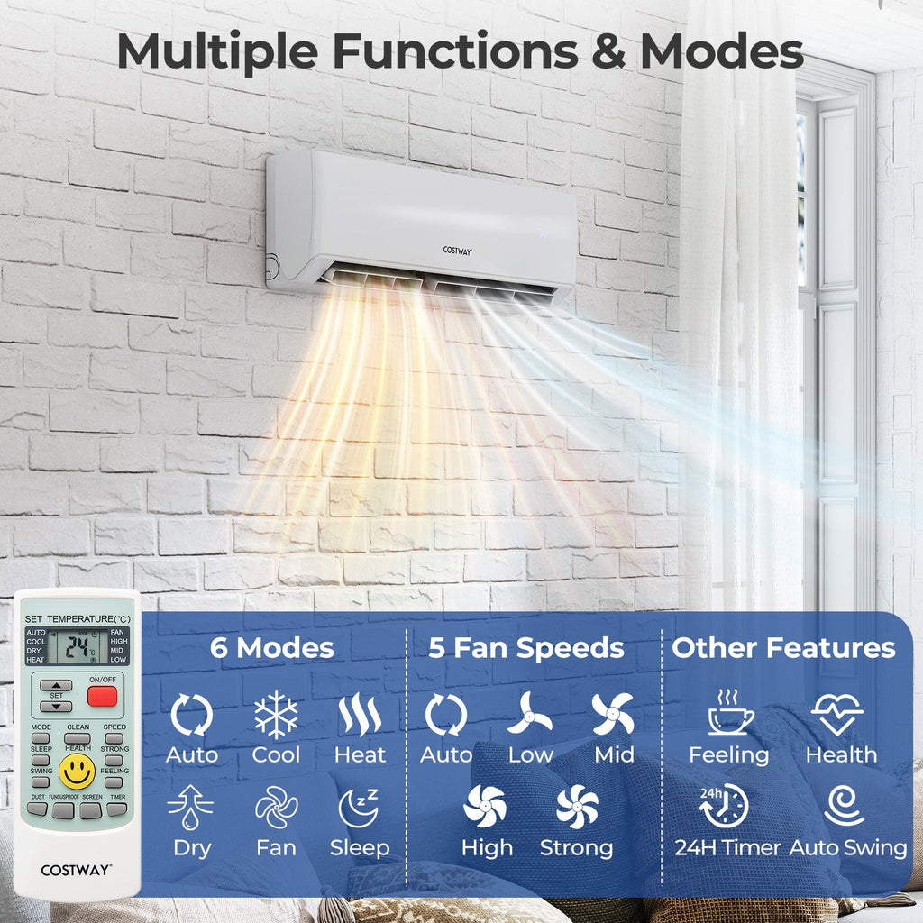 UltrEco Series 18000 BTU 2 Zone 22 SEER2 Mini Split Air Conditioner Wifi Enabled with Heat Pump