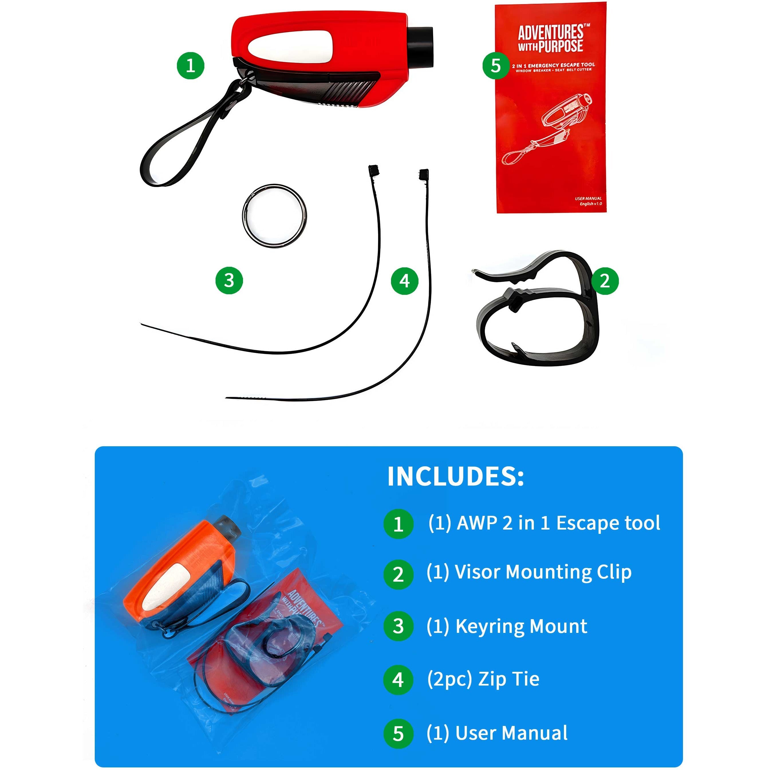 2-in-1 Emergency Window Breaker & Seatbelt Cutter - The misfit market