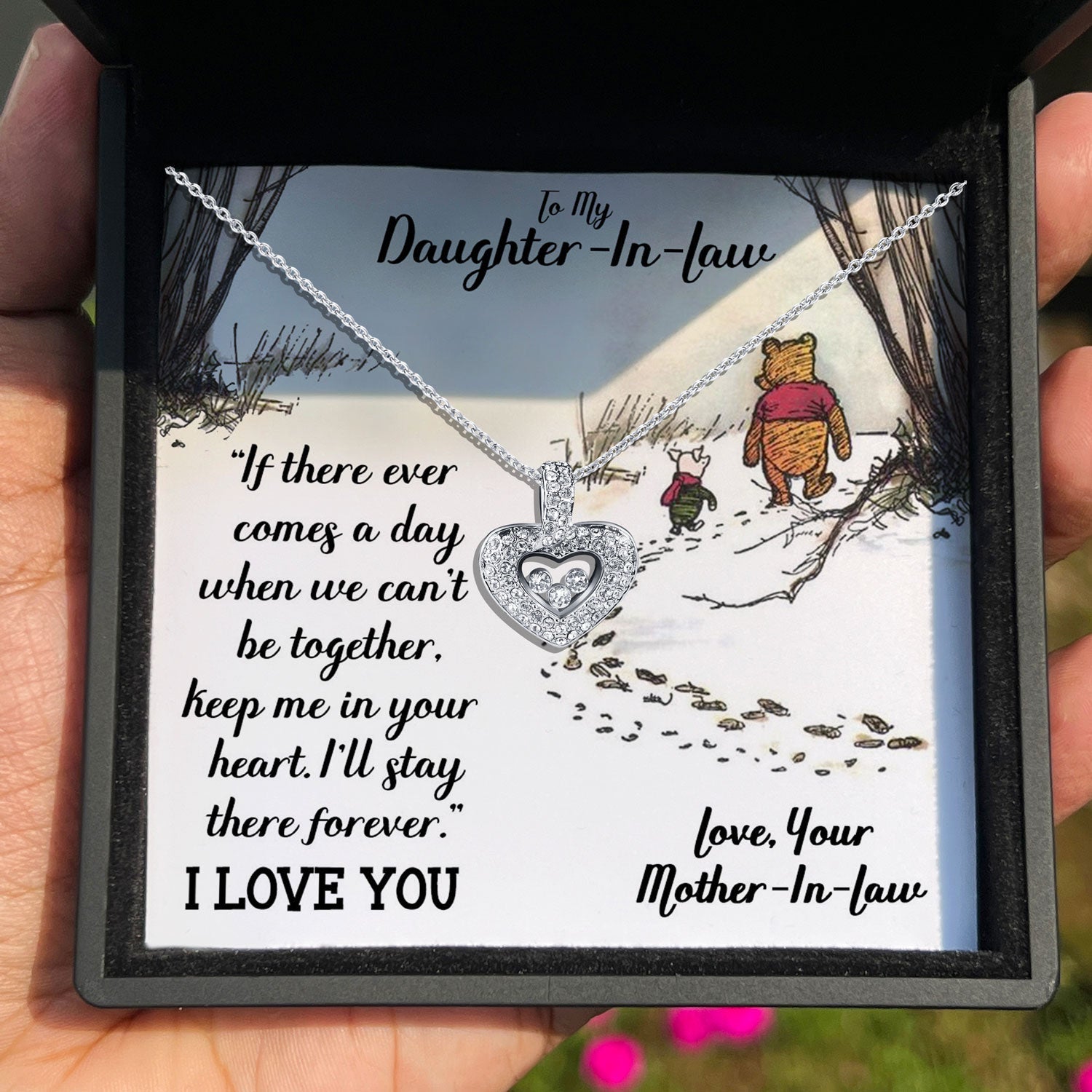 To My Daughter-in-Law - I'll Stay There Forever- Tryndi Floating Heart Necklace - The misfit market