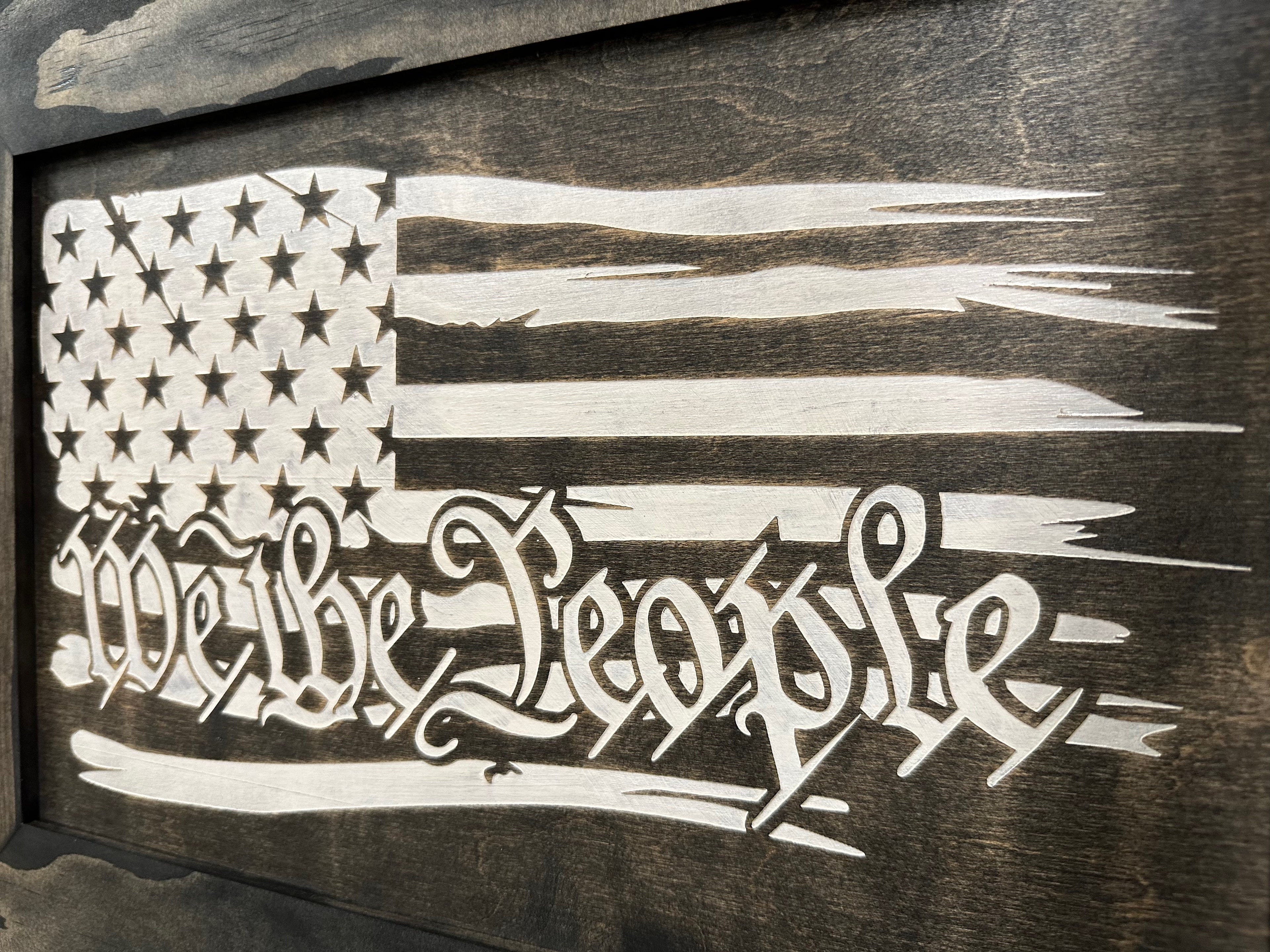 American Flag Gun Cabinet We The People Decorative and Secure Hidden Gun Safe (Black and White) - The misfit market