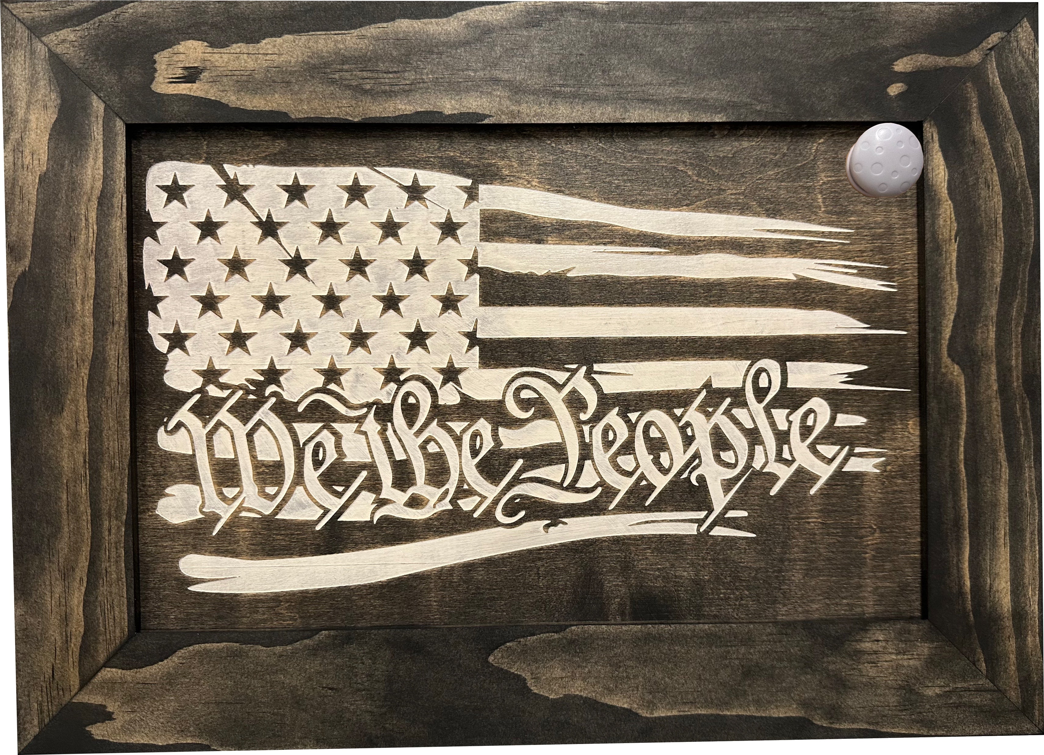 American Flag Gun Cabinet We The People Decorative and Secure Hidden Gun Safe (Black and White) - The misfit market