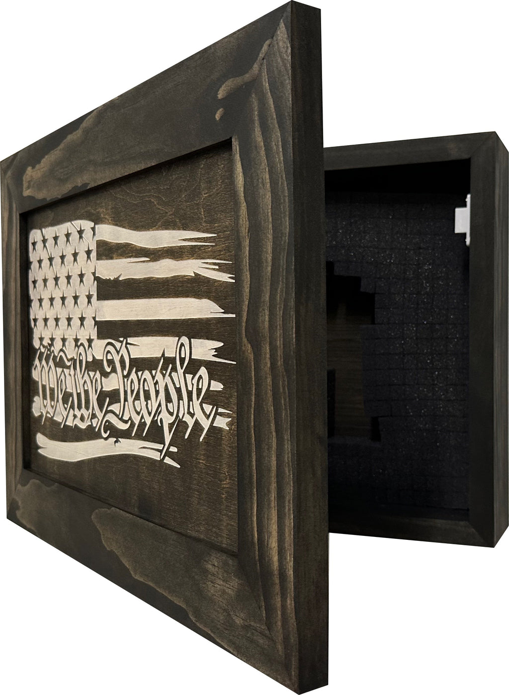 American Flag Gun Cabinet We The People Decorative and Secure Hidden Gun Safe (Black and White) - The misfit market