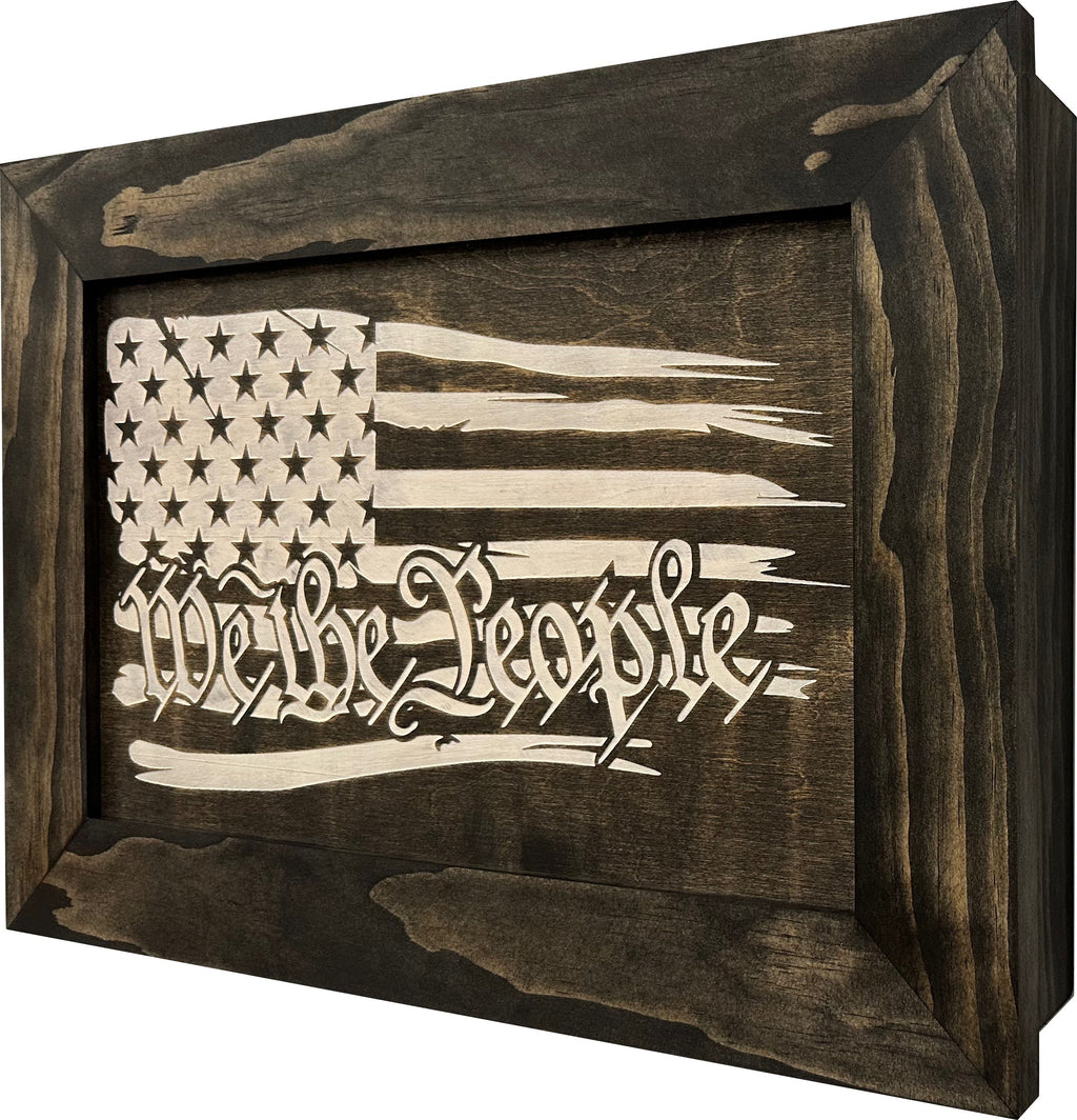 American Flag Gun Cabinet We The People Decorative and Secure Hidden Gun Safe (Black and White) - The misfit market